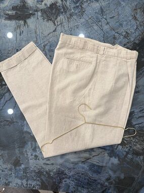 Perry Ellis linen Men's Beige Dress Trousers size36/32